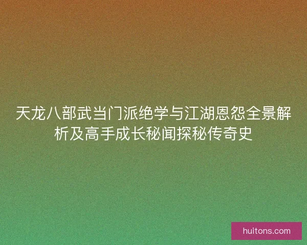 天龙八部武当门派绝学与江湖恩怨全景解析及高手成长秘闻探秘传奇史